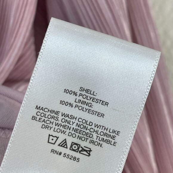 Express Womens Small Pleated Surplice Top Balloon Sleeve Lilac Mauve Pink Blouse - Picture 6 of 13